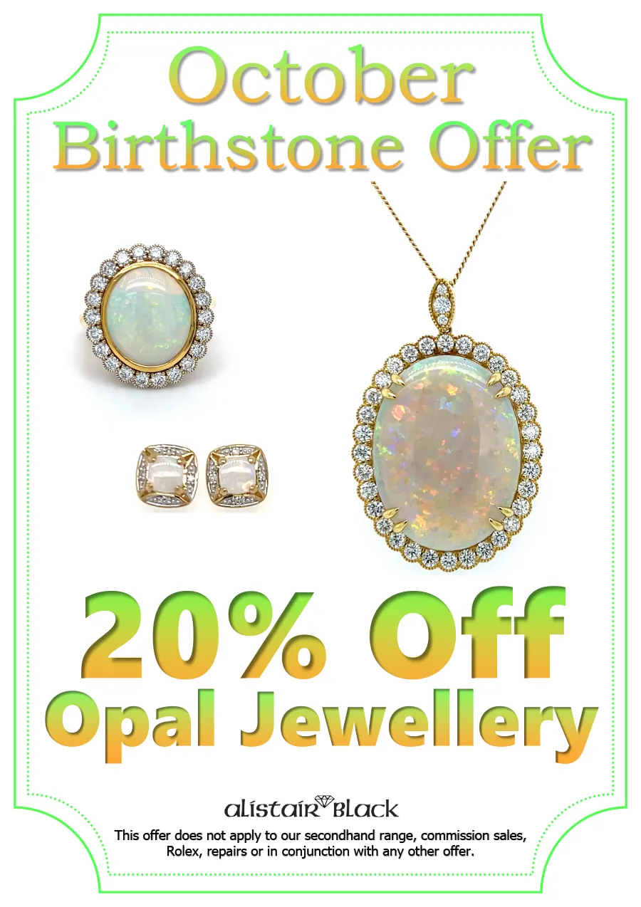 20% of Opal Jewellery throughout September at Alistair Black