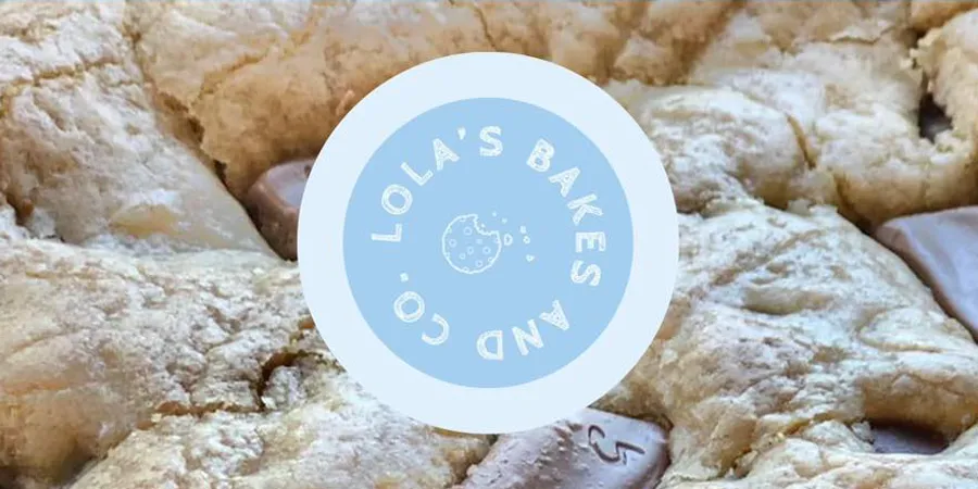 Lola's Bakes and Co logo and photo of cookies