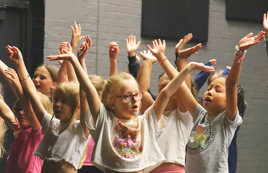 Young children taking part in a Discover workshop at Chelmsford Theatre in 2024.