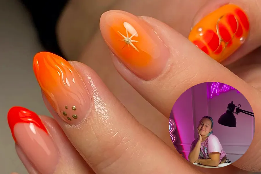 Charlotte Fulcher and one of her bright nail designs