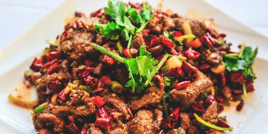 Plate of Chinese food