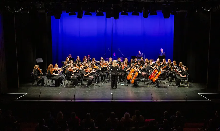 Students from Chelmsford County High School For Girls perform a symphony orchestra. Photo by Aaron Crowe.