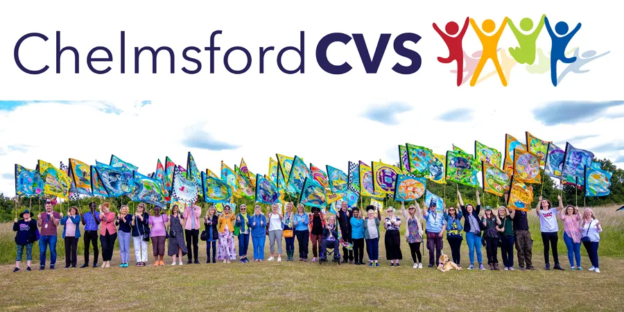Chelmsford CVS logo and flags