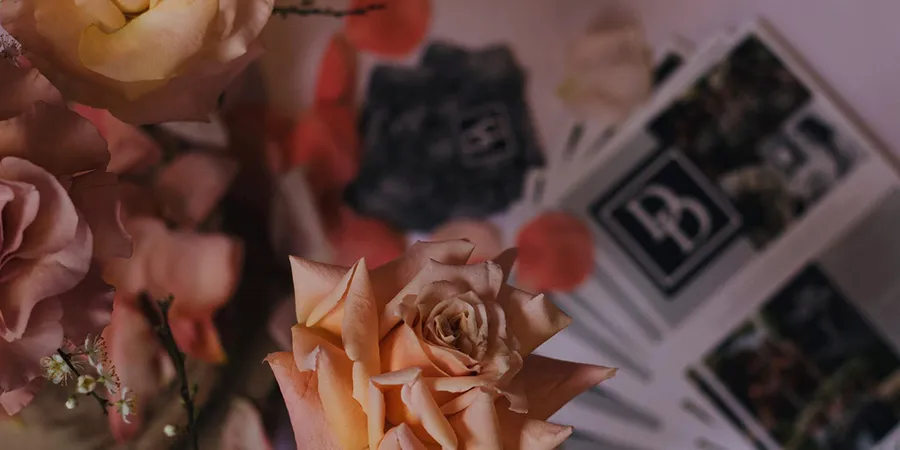 Flower arrangement and business cards