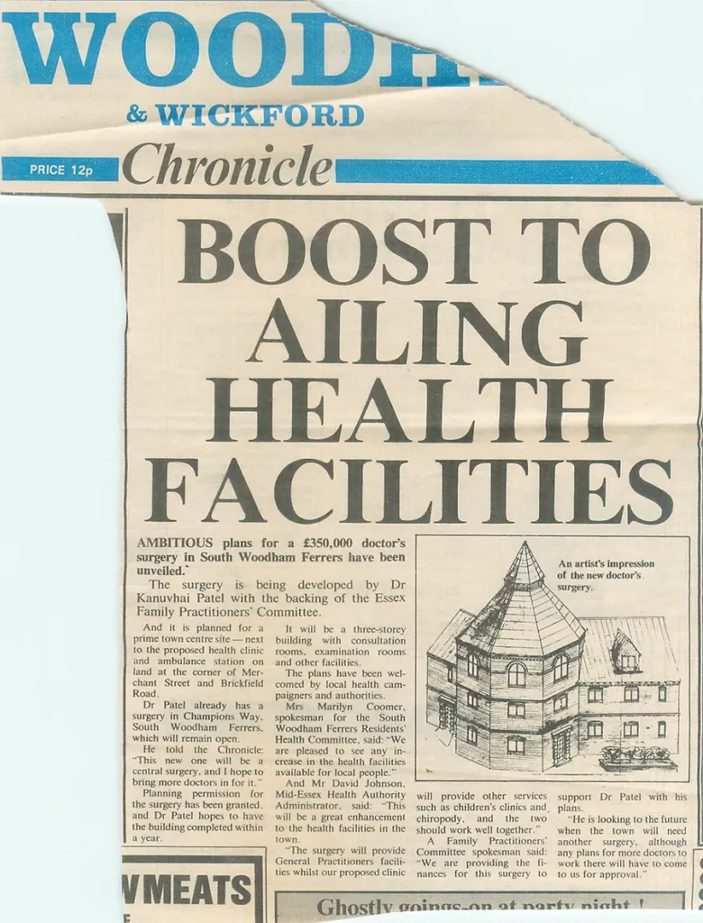 Old newspaper cutting of article "Boost to ailing health facilities"