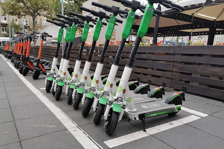 Row of e-scooters