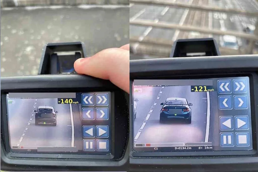 Speed camera recording cars travelling at speeds of 121 and 140mph