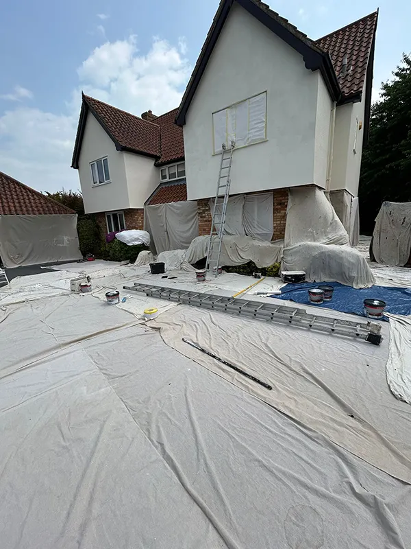 External rendering and painting on a house