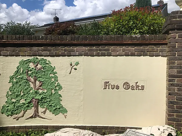 Five Oaks wall signage