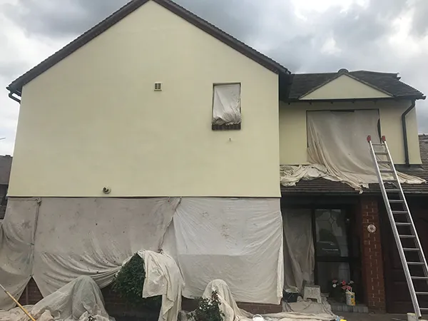 External rendering and painting on a house