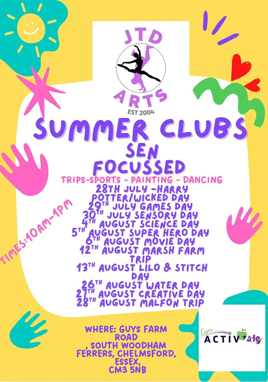 JTD Arts Summer Clubs advert