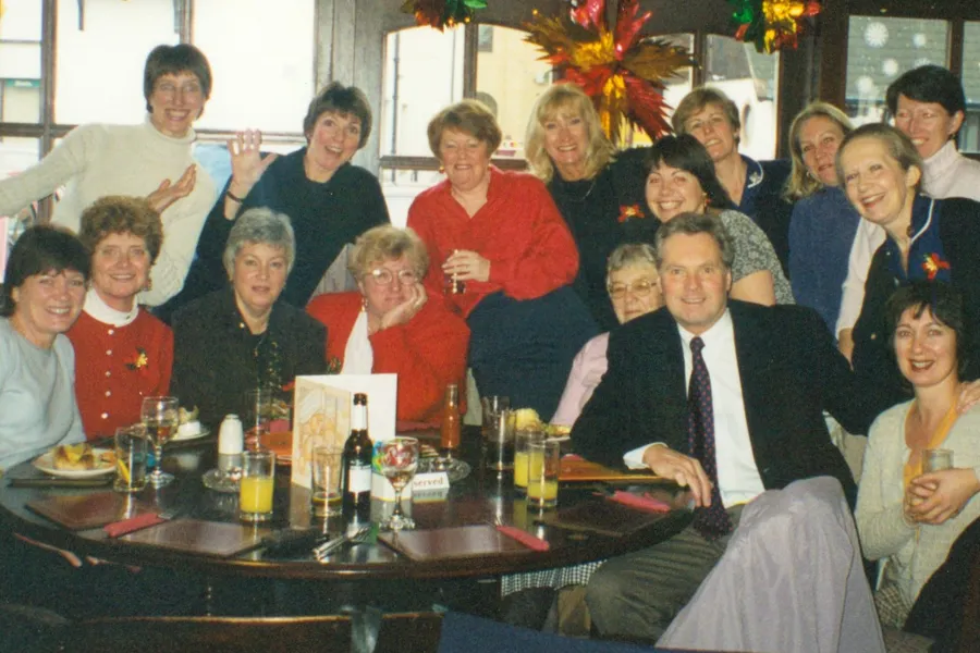 John Cormack and practice staff enjoying a meal out