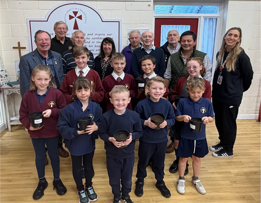 School children with their Crocus Corms