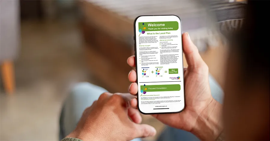 Man viewing the proposals on a mobile phone
