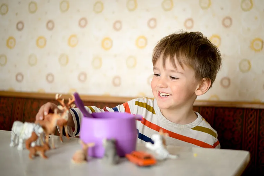 boy playing with toys