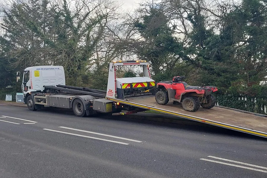 Quad bike on receovery vehicle