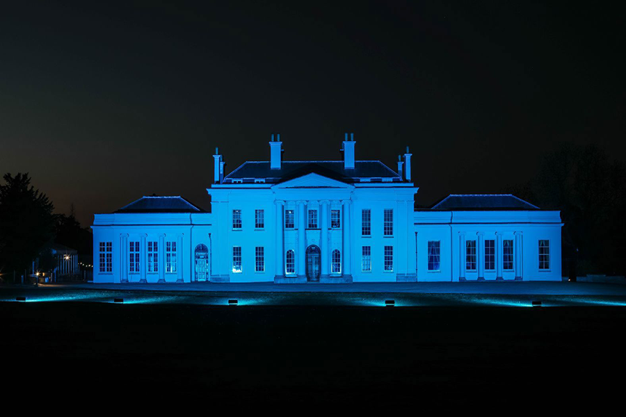 Hyland's House at night