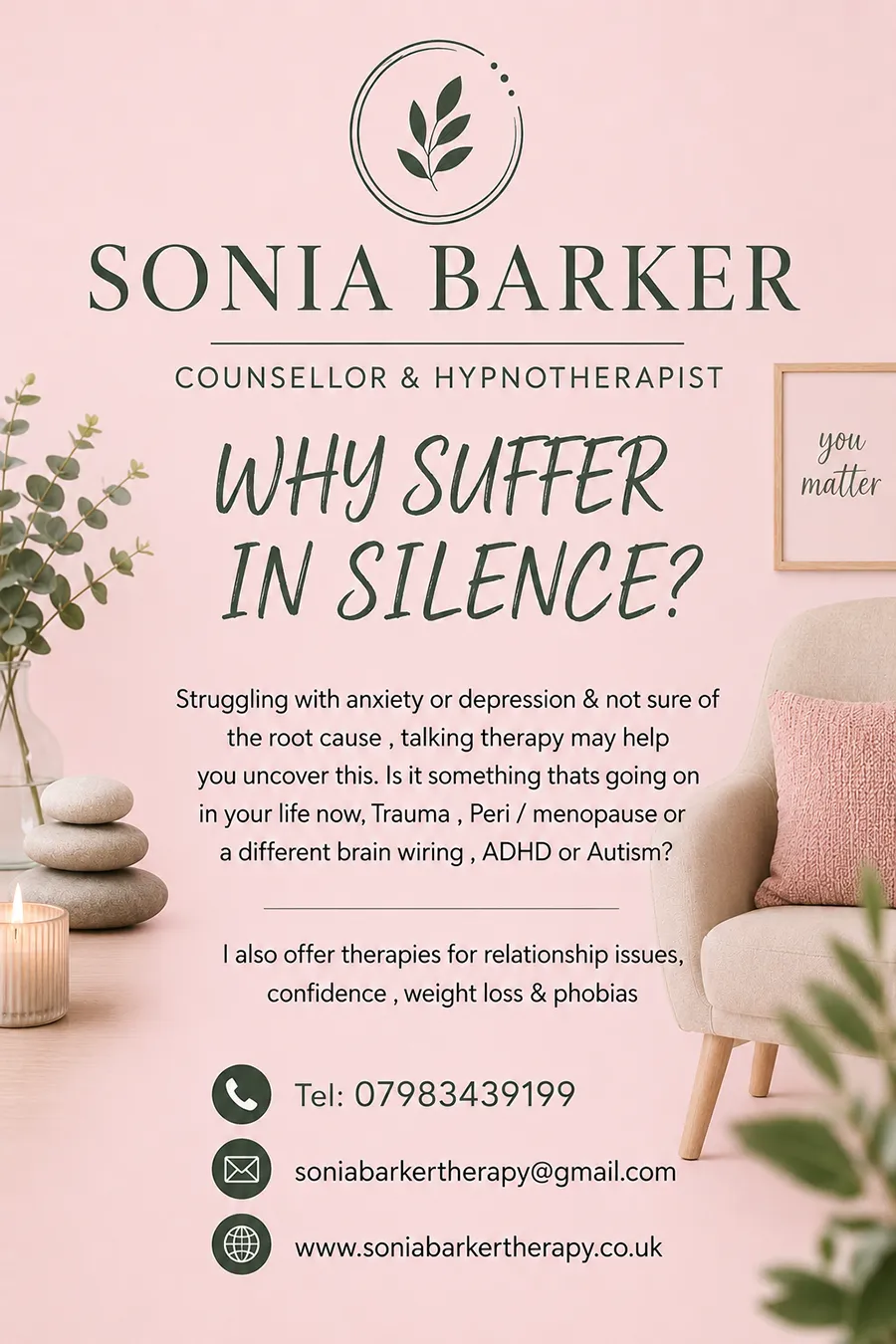 Sonia Barker services advert