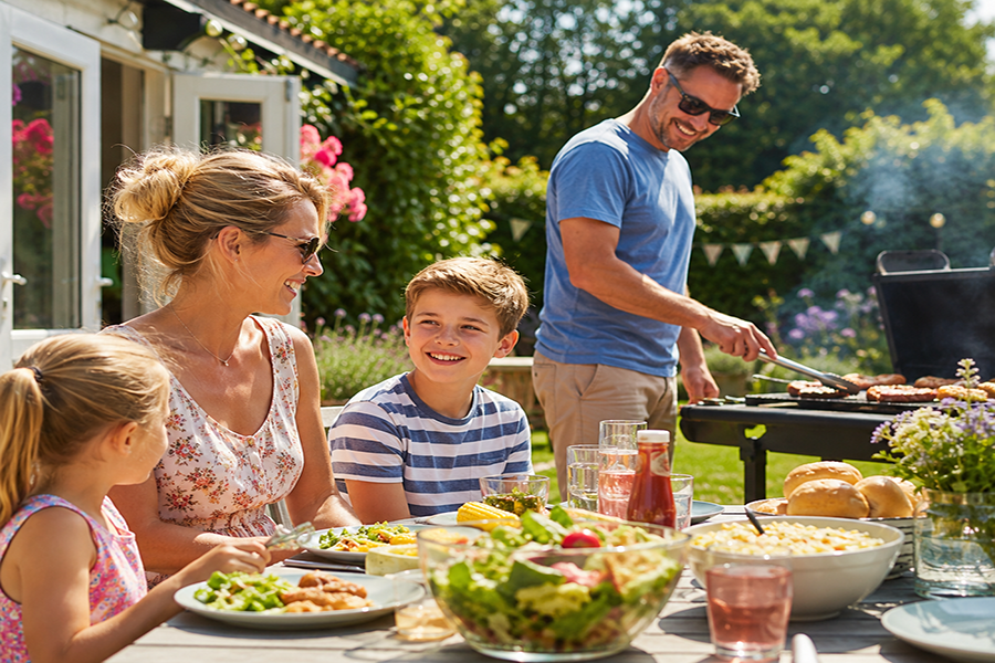 Family having a BBQ