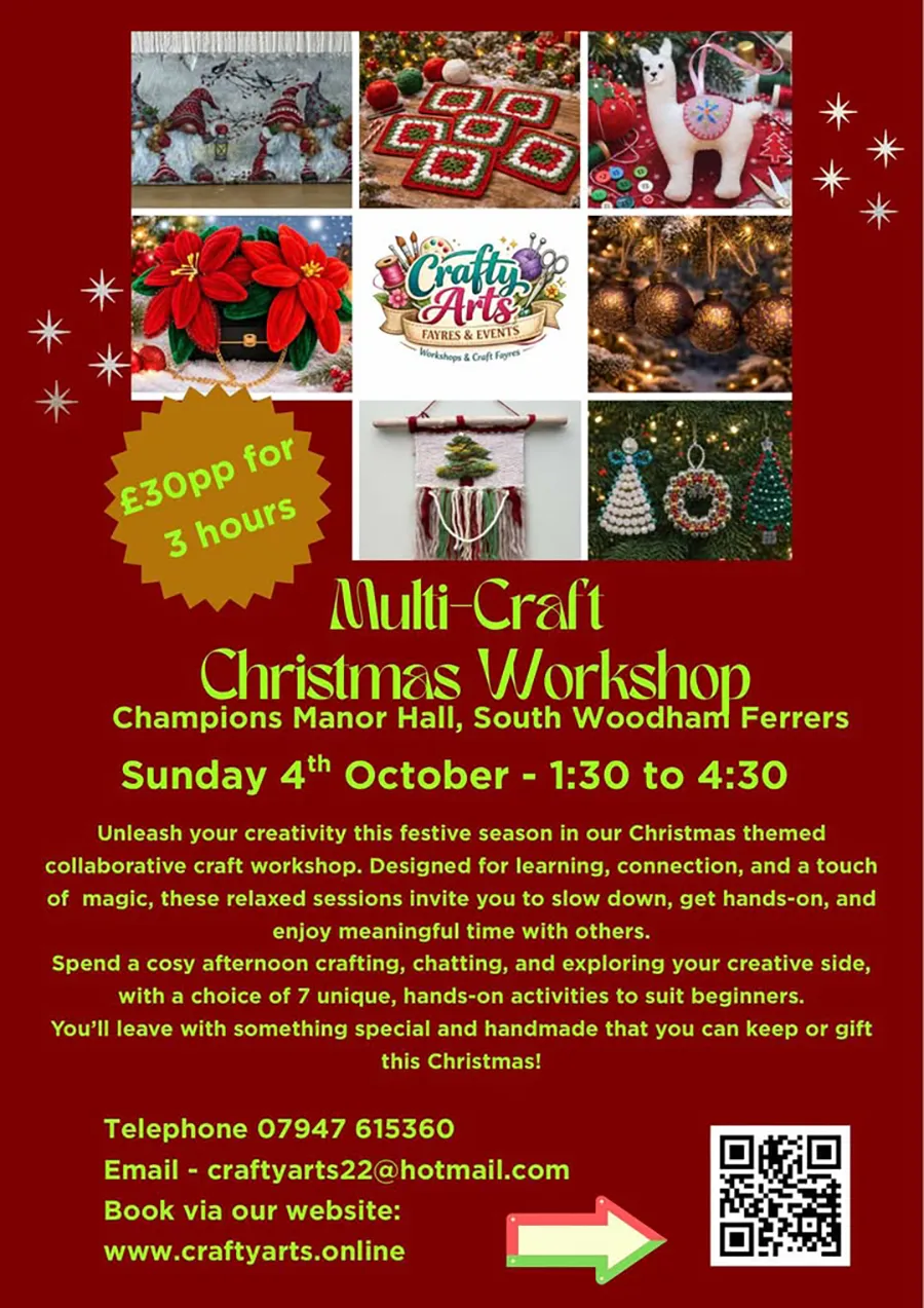 Multi-craft Christmas workshop advert